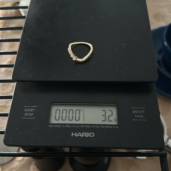 14k gold & genuine mined diamond melt curved ring - Picture 8 of 11